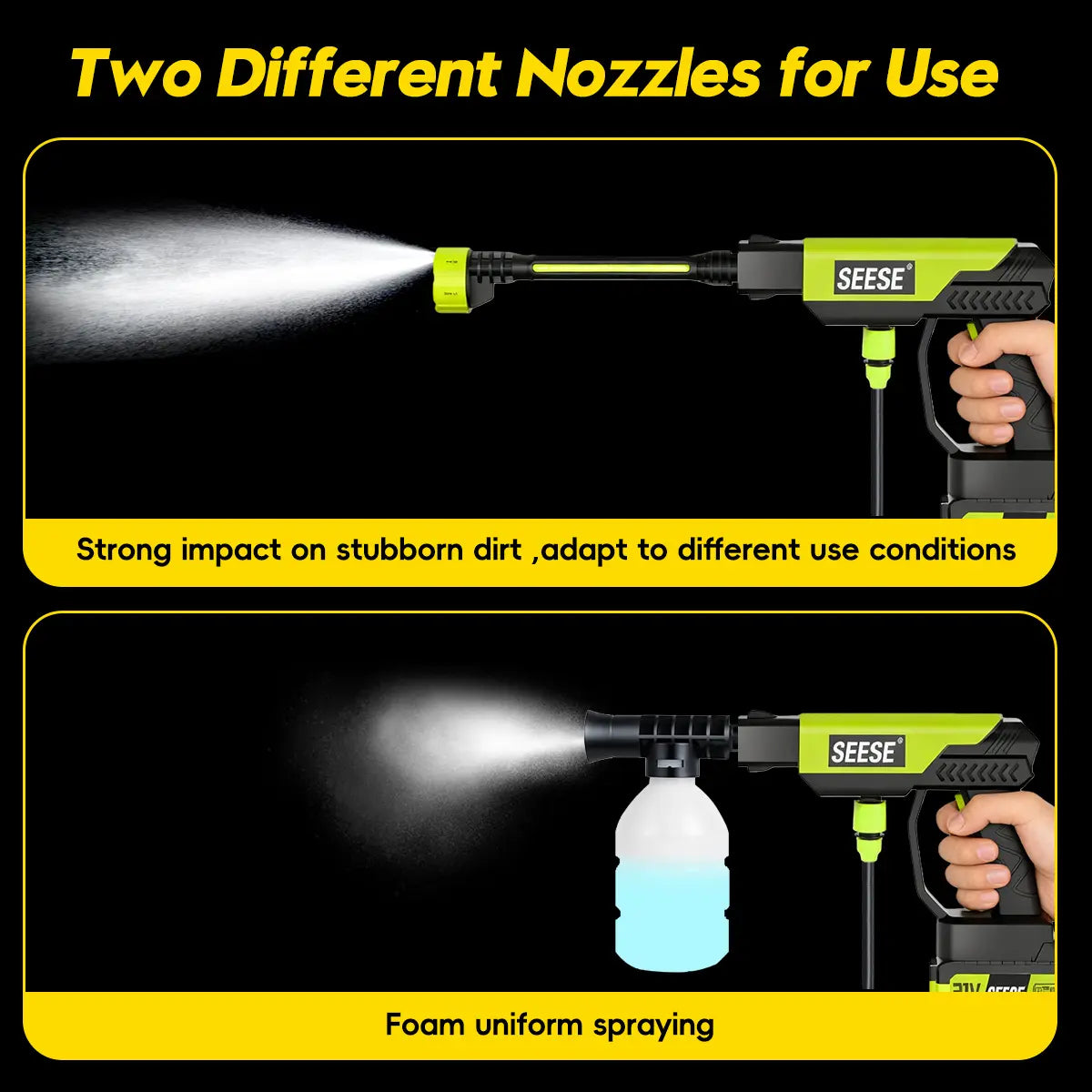 SEESE Cordless Pressure Washer with Single Port Charger Base - Portable Cleaning Solution for Vehicles, Home, and Garden Use