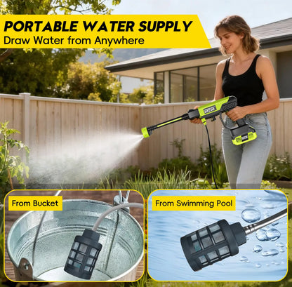 SEESE Cordless Pressure Washer with Single Port Charger Base - Portable Cleaning Solution for Vehicles, Home, and Garden Use